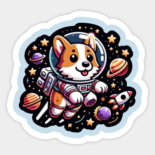 corgi astronaut Sticker